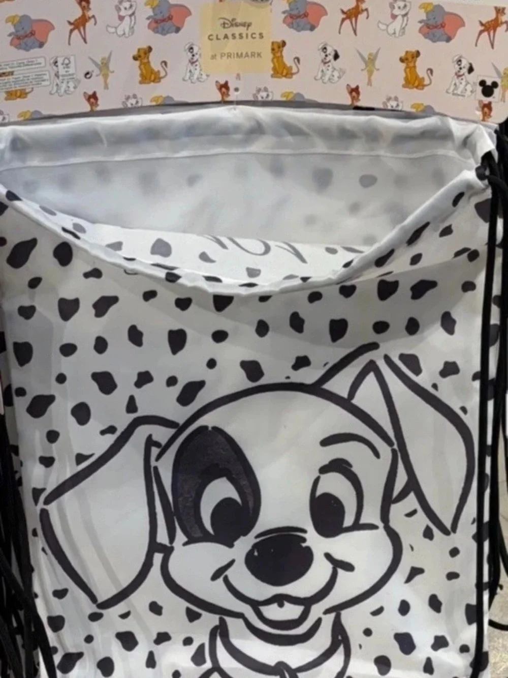 Disney 101 Dalmatians Black & White Drawstring Backpack
